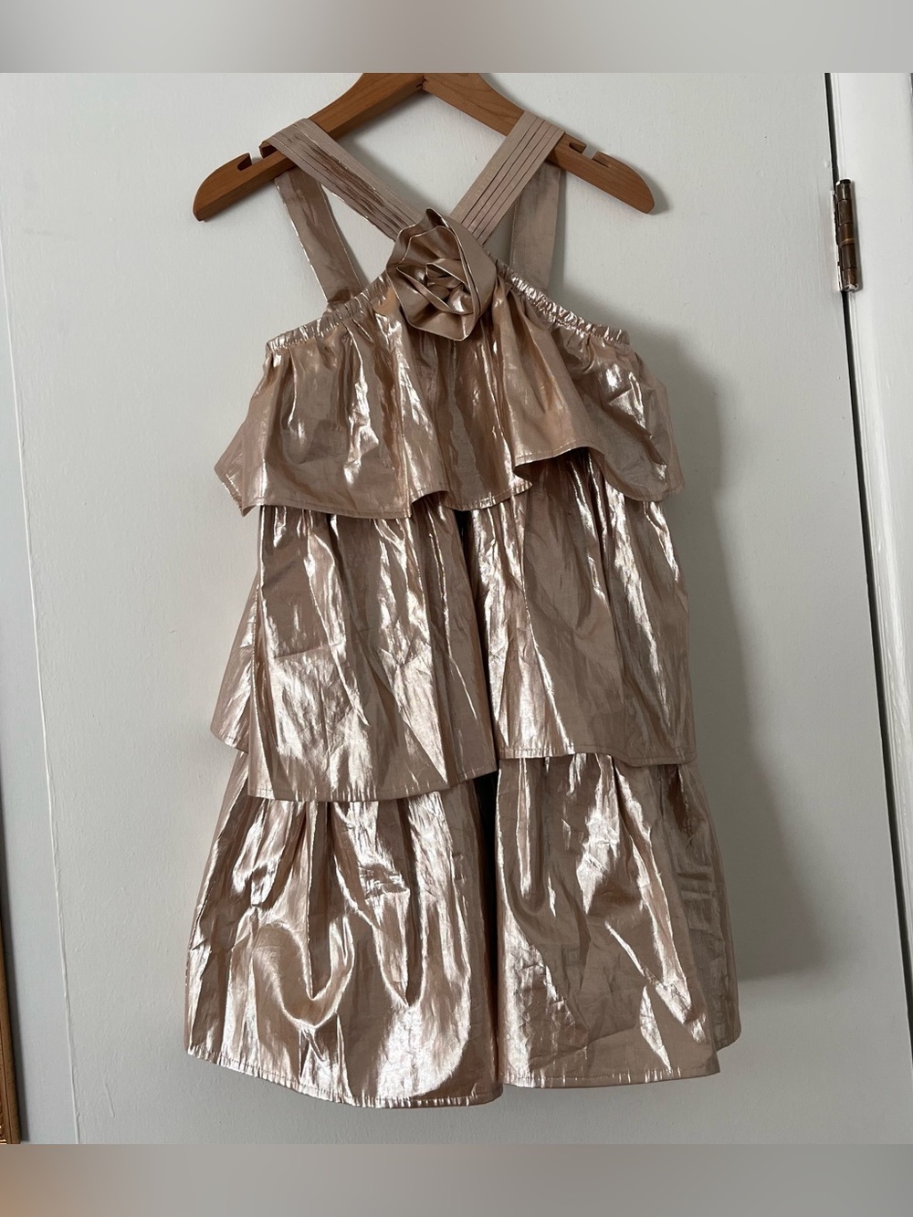 Crewcuts J.Crew Collection Girls' Tiered Rosette Dress Gold Lamé
Size 12